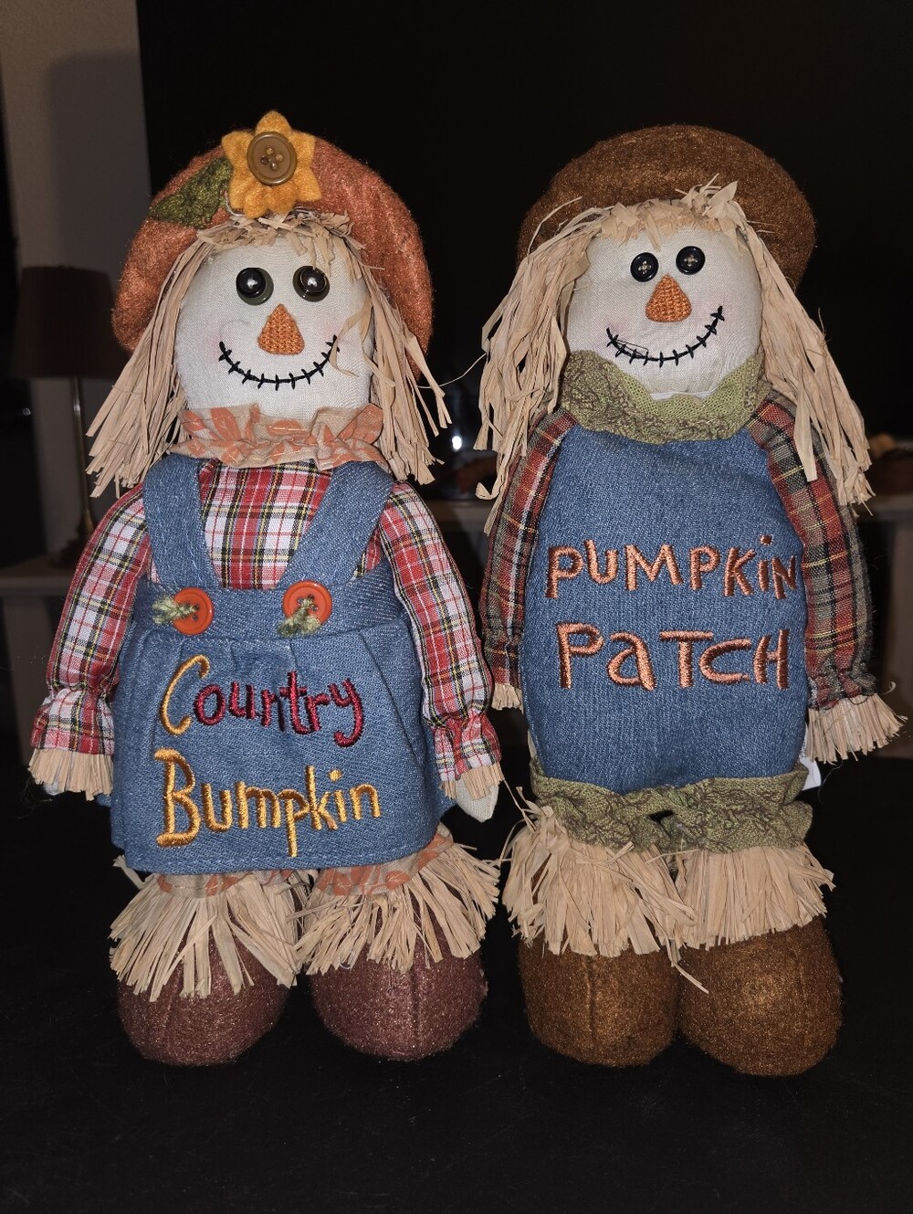 Country Pumpkin Pair - Orange & Brown Fall Scarecrow Décor